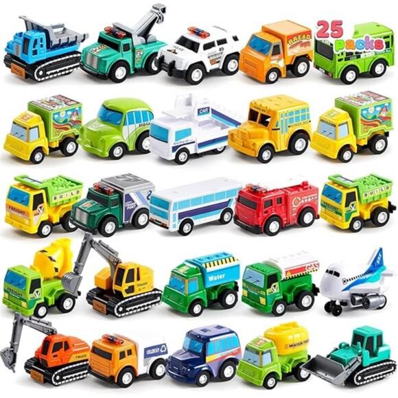 25 Pieces Pull Back Cars and Trucks Toy Vehicles Set for Toddlers - Picture 7 of 7